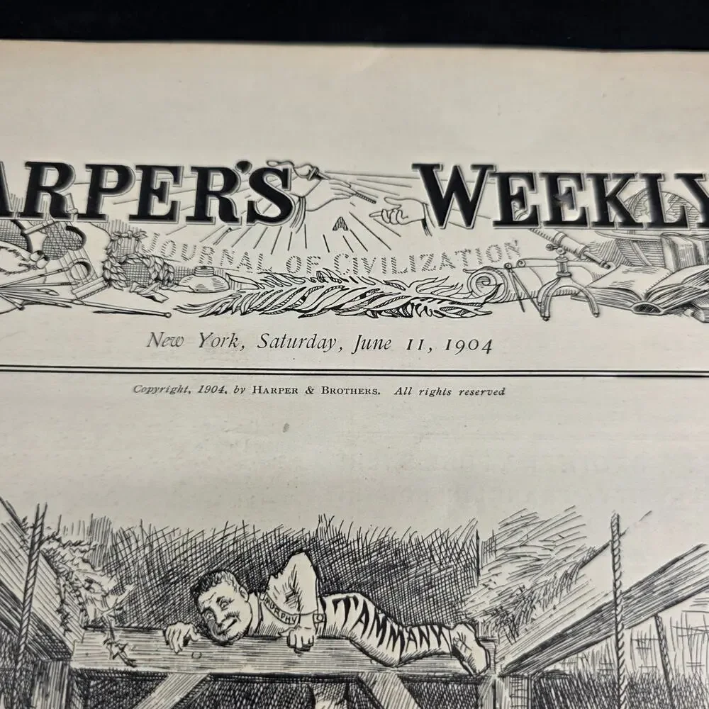 Harper's Weekly June 11 1904 Political Cartoon He Wants Them Both W.A. Rogers